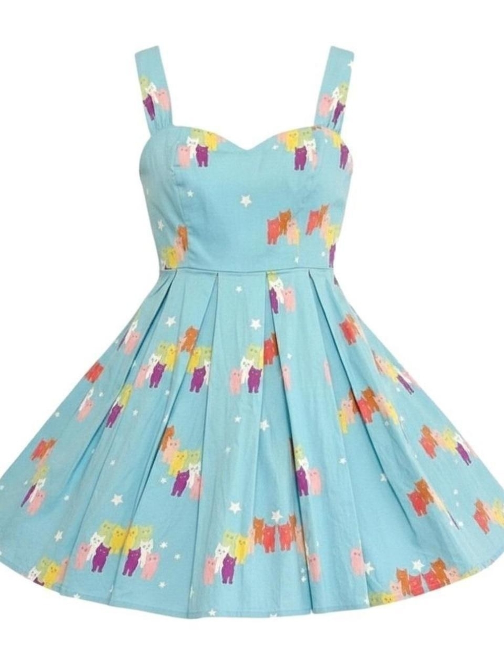 Modcloth X Collectif Cosmically Colorful Cats Swing Dress UK Size 20